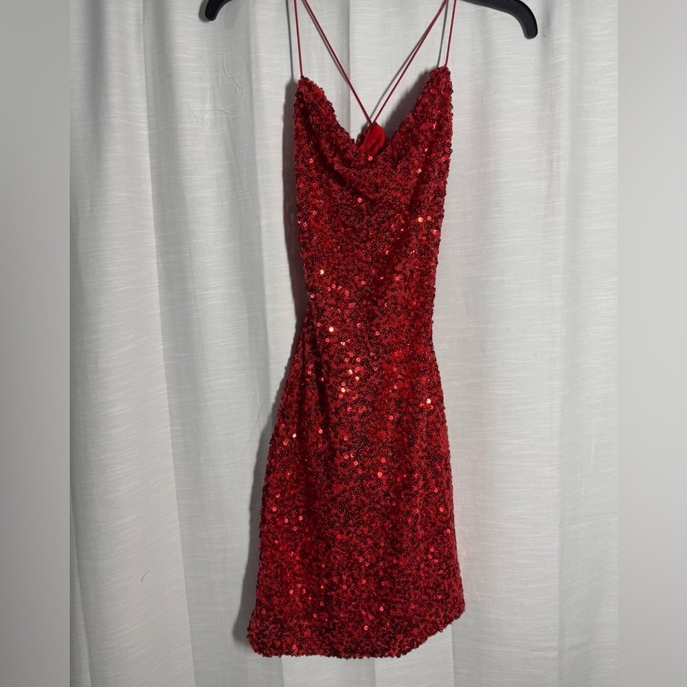 Sparkle sequin red mini dresss